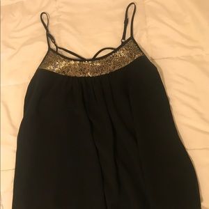 Black and gold dressy tank